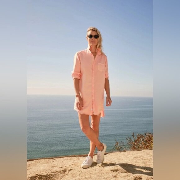 EUC Frank & Eileen Mary Linen Button Down Linen Shirtdress in Creamsicle - Picture 1 of 7
